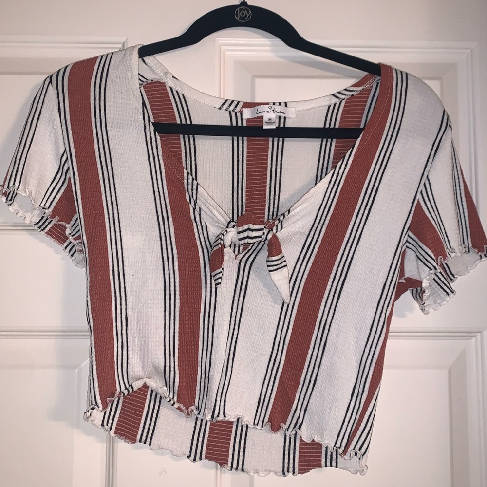 Orange and White Striped Crop Top